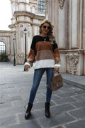 Angel Wings Color Block Round Neck Sweater - Hovatok
