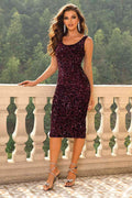 Sequin Sleeveless Slit Dress - Hovatok