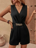 Chain Decor Romper with Pockets - Hovatok