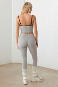 Le Lis Ribbed Crop Cami and High Waist Brushed Leggings Set - Hovatok