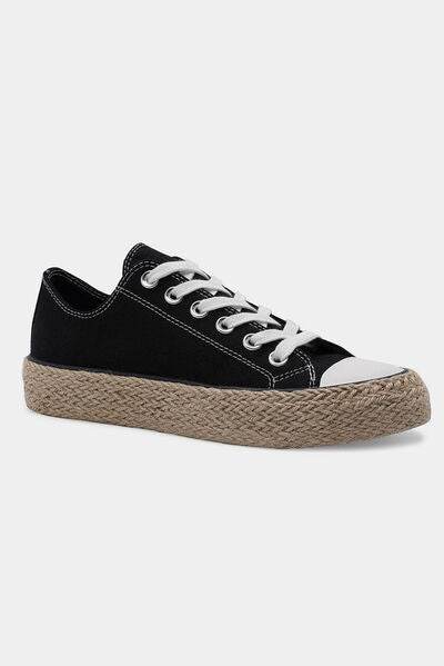 Beast Fashion Lace Up Woven Espadrille Sole Sneakers - Hovatok