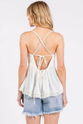 Mittoshop Crisscross Back Lace Detail V-Neck Cami - Hovatok