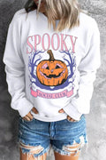 Jack-O'-Lantern Round Neck Long Sleeve Sweatshirt - Hovatok