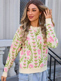 Angel Wings Flower Round Neck Long Sleeve Sweater - Hovatok