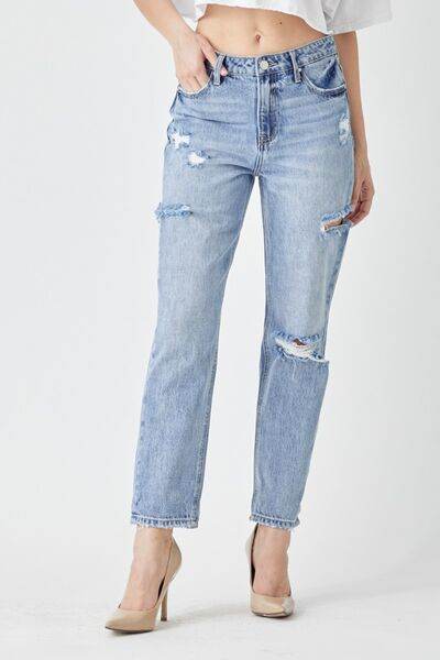 RISEN Distressed Slim Cropped Jeans - Hovatok
