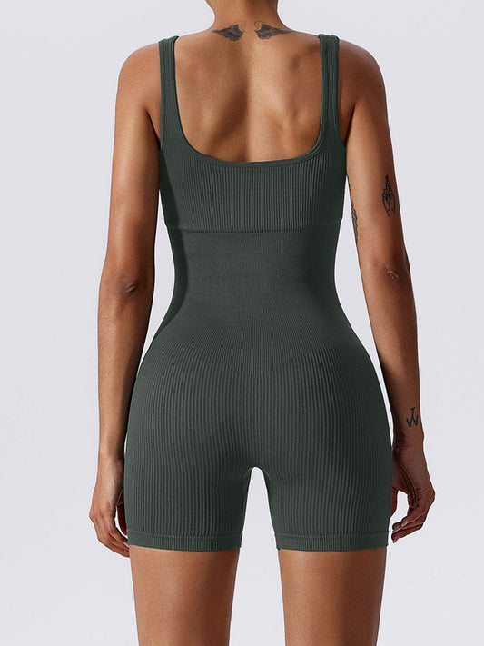 Basic Bae Ribbed Sleeveless Active Romper - Hovatok