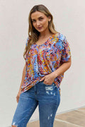 Be Stage Full Size Printed Dolman Flowy Top - Hovatok