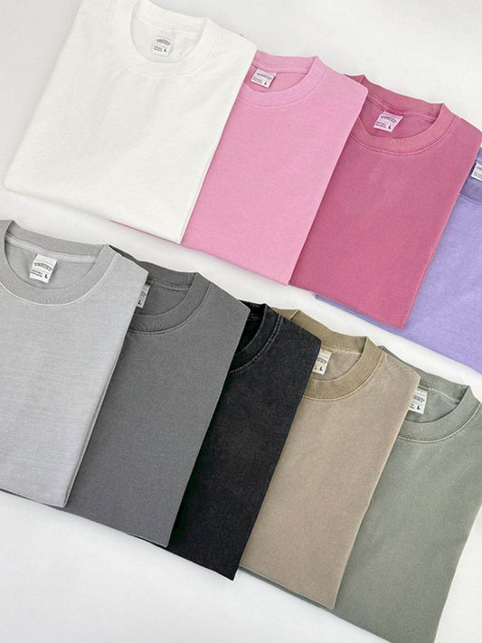 Men's Full Size Round Neck Washed T-Shirt Plus Size - Hovatok