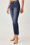 Risen Full Size Frayed Hem Cropped Straight Jeans - Hovatok