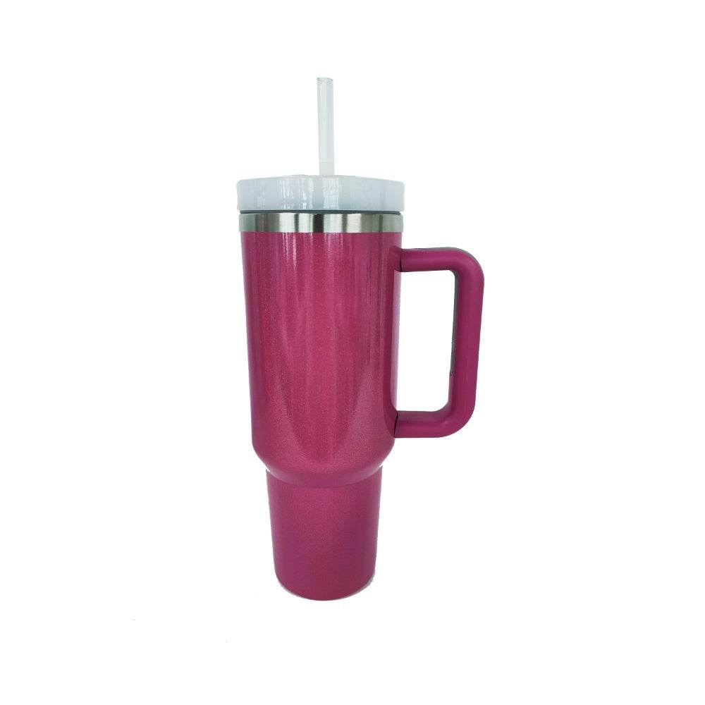 Stainless Steel Tumbler with Handle and Straw - Hovatok