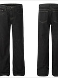 Men's Straight Leg Jeans with Pockets - Hovatok