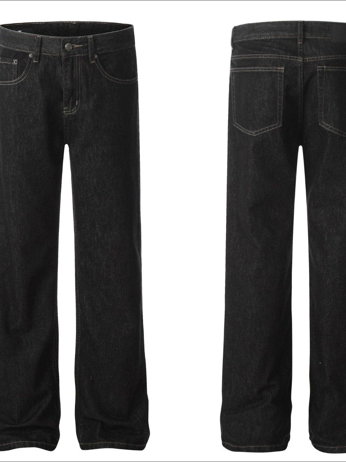 Men's Straight Leg Jeans with Pockets - Hovatok