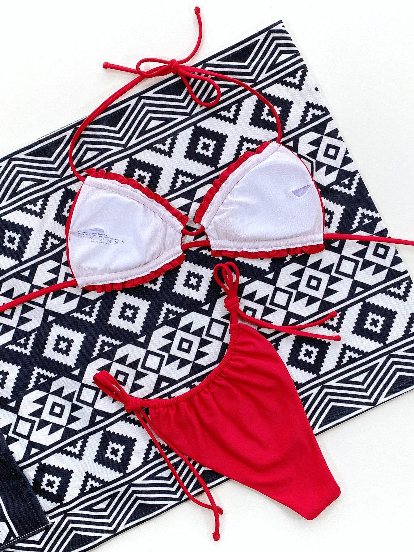 Frill Trill Halter Neck Bikini Set - Hovatok
