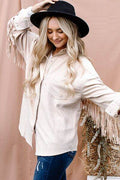 And The Why Full Size Fringe Back Detailed Button Down Shacket - Hovatok