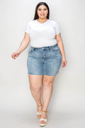 Judy Blue Full Size High Waist Raw Hem Denim Shorts - Hovatok