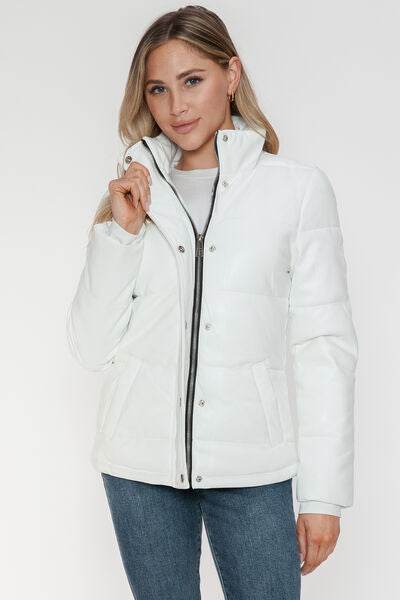YMI Pocketed Zip Up Turtleneck Puffer Jacket - Hovatok