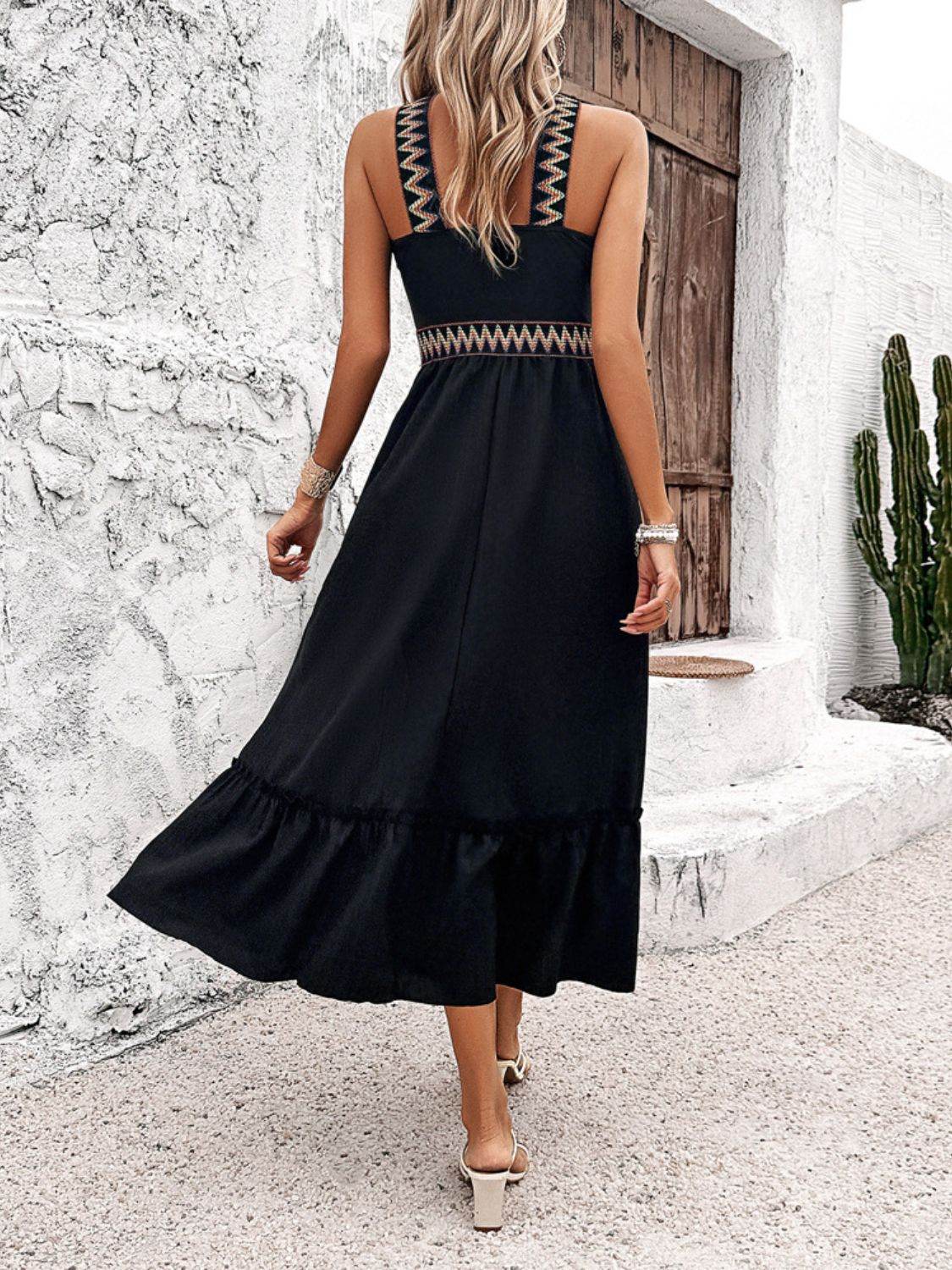 Devine Ruffled Slit Sleeveless Midi Dress - Hovatok