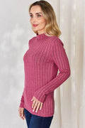 Basic Bae Full Size Ribbed Mock Neck Long Sleeve T-Shirt - Hovatok