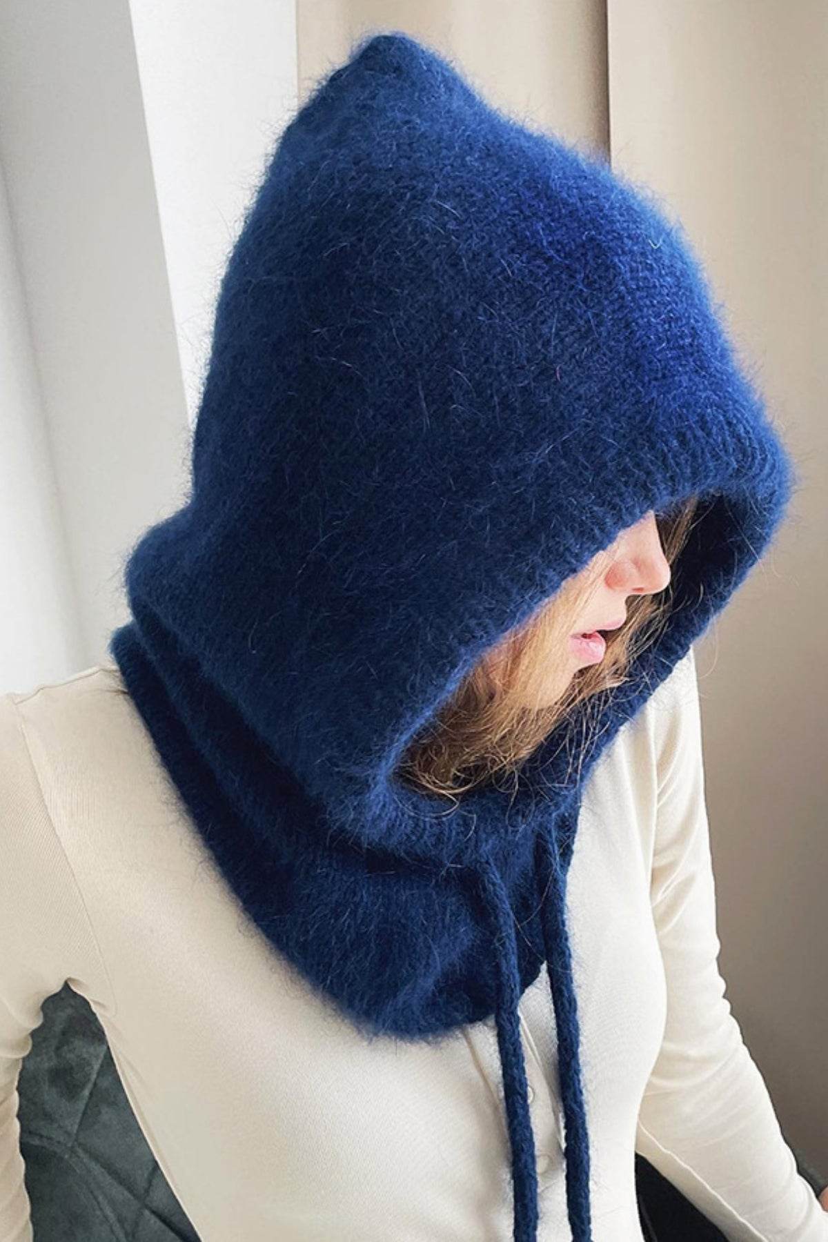 Drawstring Solid Color Thermal Knit Hat - Hovatok