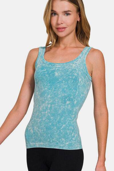 Zenana Ribbed Scoop Neck Tank - Hovatok
