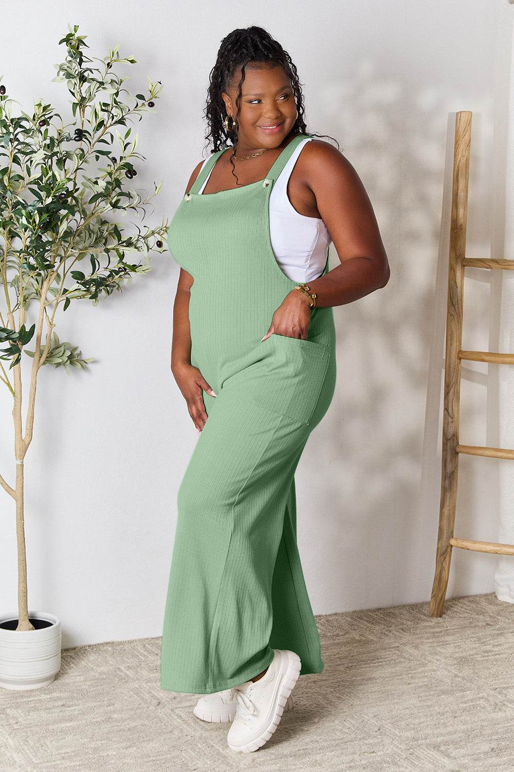 Double Take Full Size Wide Strap Overall with Pockets - Hovatok