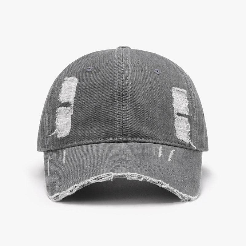 Distressed Adjustable Cotton Baseball Cap - Hovatok