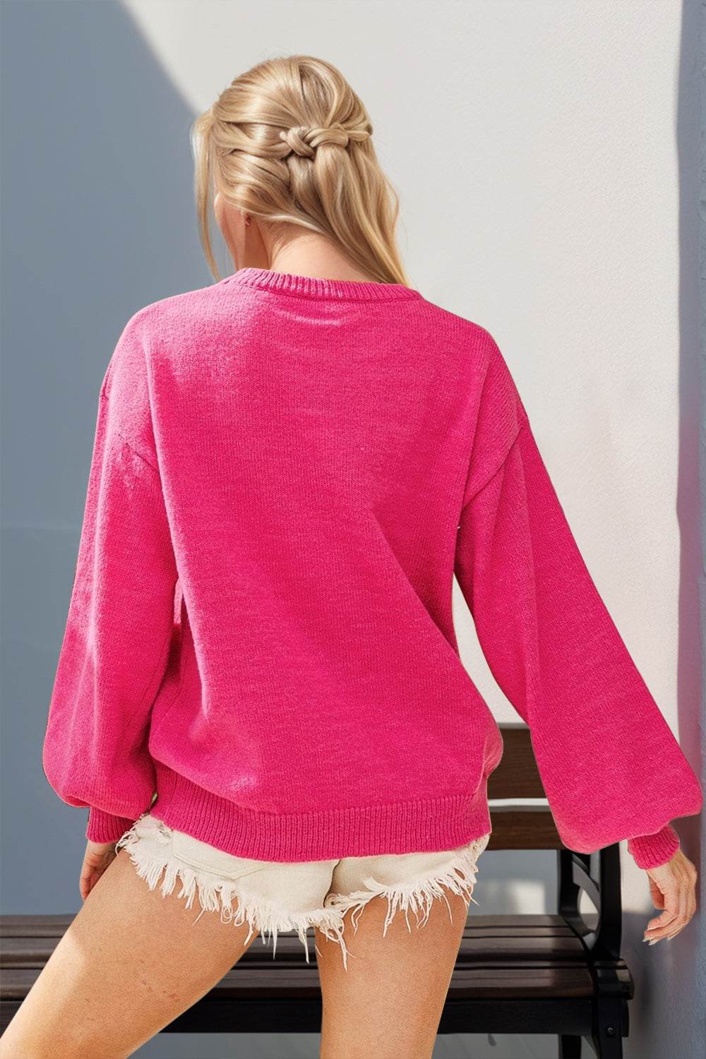 Double Take Full Size Sequin Nutcracker Long Sleeve Sweater - Hovatok