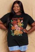 Simply Love Full Size GRATEFUL Flower Graphic Cotton T-Shirt - Hovatok