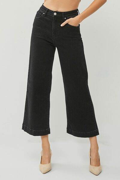 RISEN Full Size High Rise Wide Leg Ankle Jeans Plus Size - Hovatok