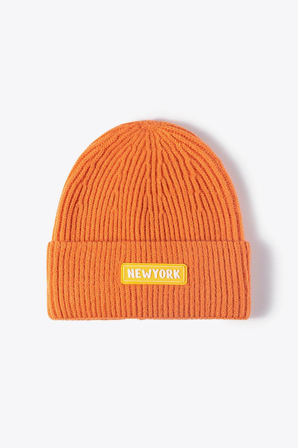 NEWYORK Patch Rib-Knit Cuffed Beanie - Hovatok