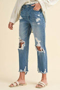 Annie Wear Distressed Raw Hem Cropped Jeans - Hovatok