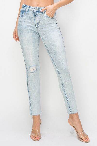 Risen Full Size High Rise Distressed Skinny Jeans - Hovatok