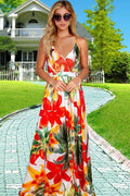 Crisscross Printed Surplice Cami Dress - Hovatok
