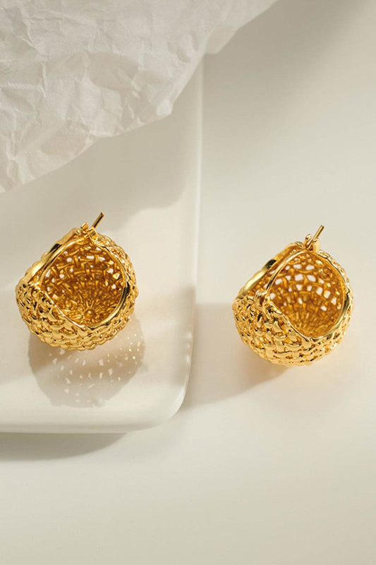 Braided Basket Metal Hoop Earrings - Hovatok