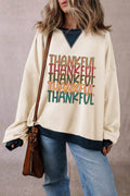 THANKFUL Round Neck Long Sleeve Sweatshirt - Hovatok