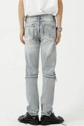 Distressed Side Zip Jeans with Pockets - Hovatok