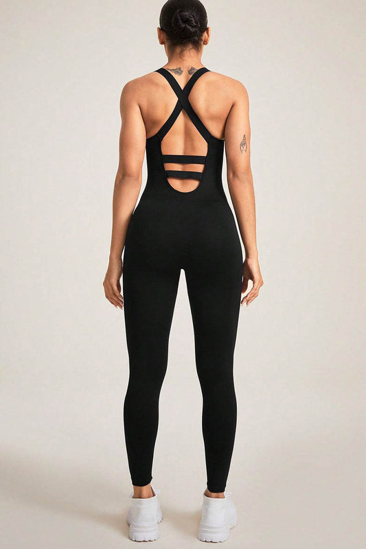 Crisscross Wide Strap Jumpsuit - Hovatok