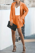 Longline Blazer and Shorts Set with Pockets - Hovatok