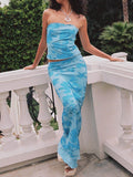 Printed Tube Top and Maxi Skirt Set - Hovatok