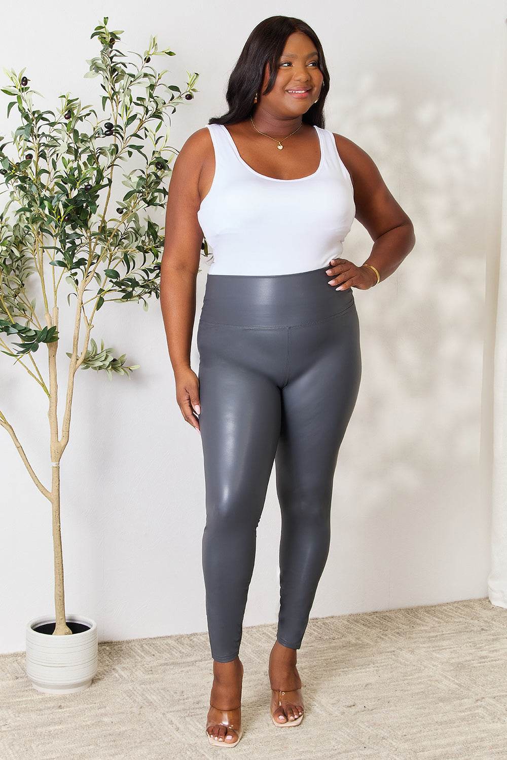 LOVEIT Full Size Wide Waistband High Waist Leggings - Hovatok