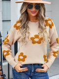 Angel Wings Flower Round Neck Long Sleeve Sweater - Hovatok