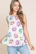 BOMBOM Smiley Face Round Neck Tank - Hovatok
