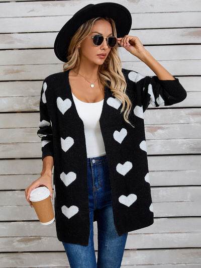 Angel Wings Heart Open Front Long Sleeve Cardigan - Hovatok
