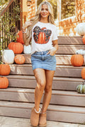 Pumpkin Round Neck Short Sleeve T-Shirt - Hovatok