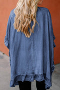 Ruffled Open Front Denim Top - Hovatok