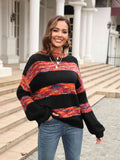 Angel Wings Striped Drop Shoulder Sweater - Hovatok