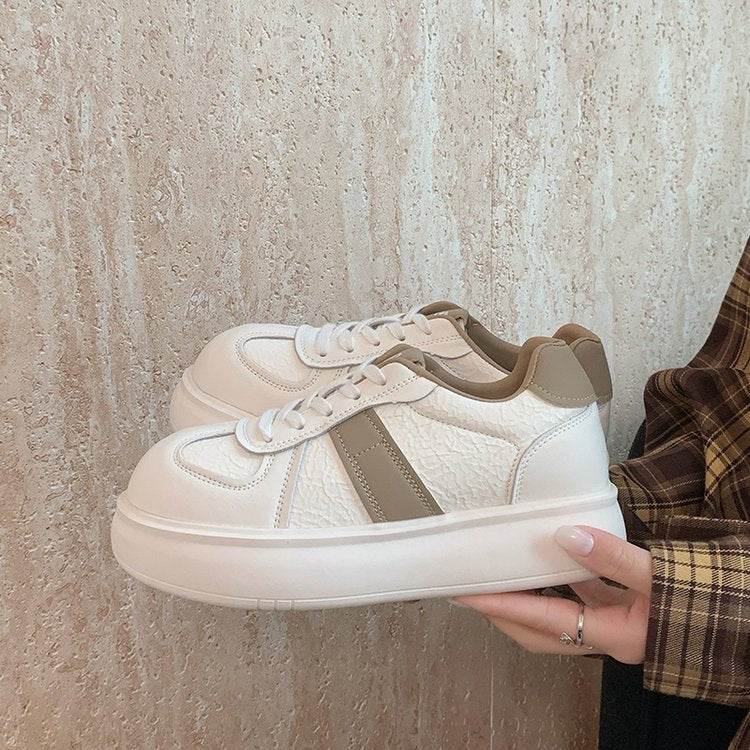 Round Toe Lace Up Platform Sneakers - Hovatok
