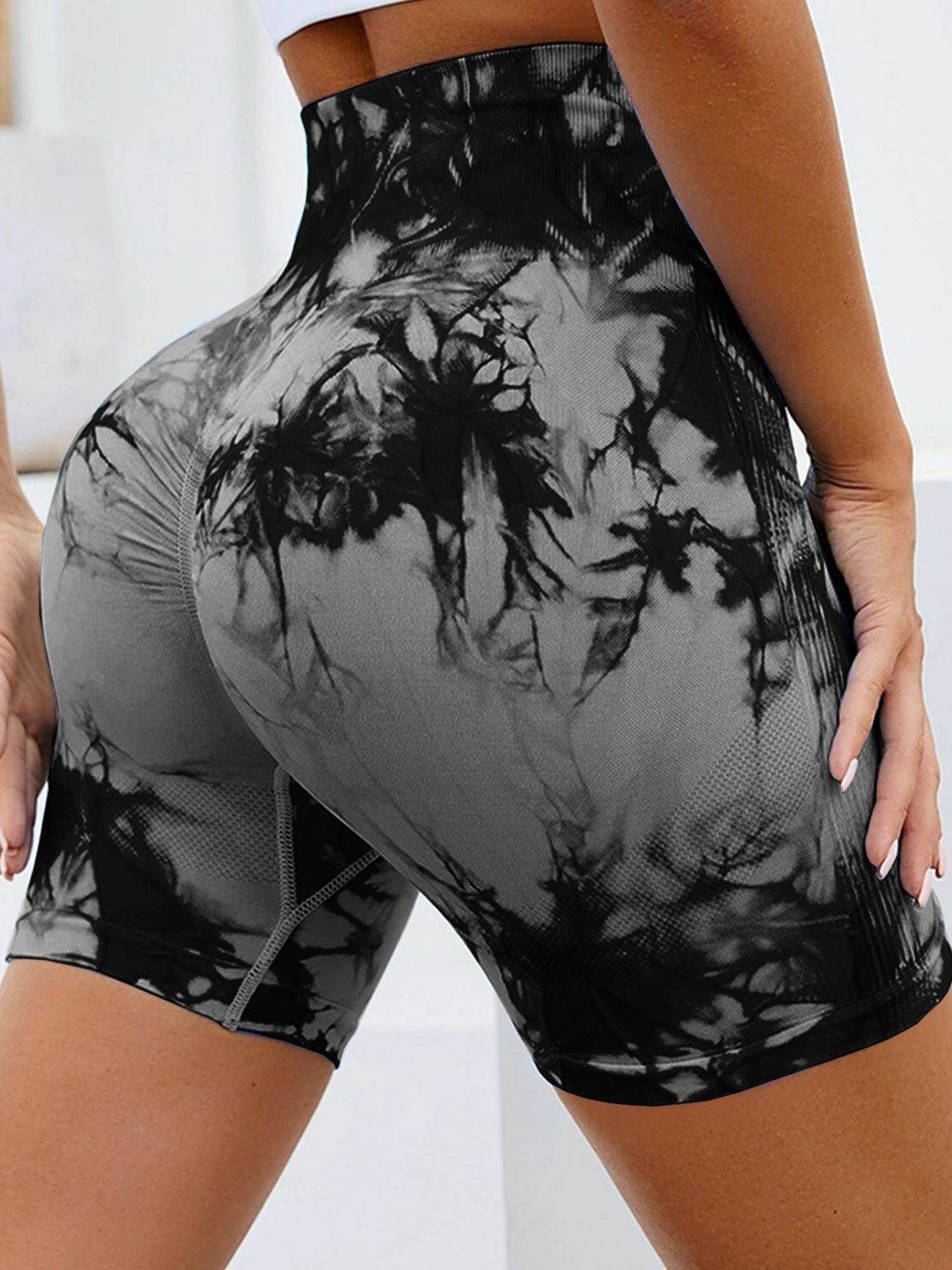 Tie-Dye High Waist Active Shorts - Hovatok