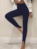 Ribbed Mid Waist Leggings - Hovatok