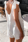 Full Size Scoop Neck Tie Shoulder Romper - Hovatok